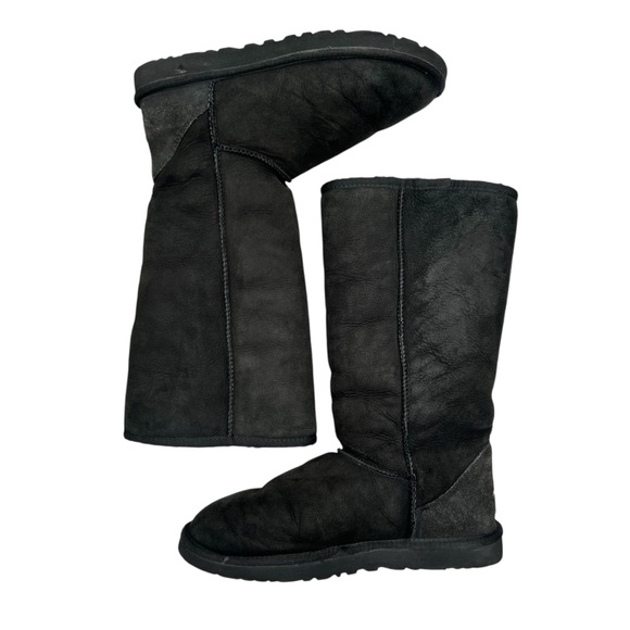 UGG Tall Classic Suede Shearling Boots Women’s Size 8 | Black High Winter Snow - Picture 6 of 12